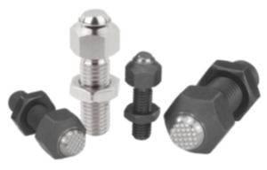 Dispositivos de apoio com esfera autoalinhante reguláveis Dispositivos de apoio com esfera autoalinhante reguláveis