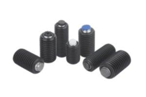 Dispositivos de apoio com esfera autoalinhante reguláveis com O-Ring, elementos de encaixe substituíveis e sextavado interno Dispositivos de apoio com esfera autoalinhante reguláveis com O-Ring, elementos de encaixe substituíveis e sextavado interno