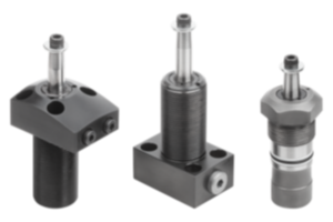 Dispositivos de sujeción pivotantes, hidráulicos compactos con retroceso por muelle y efecto simple o doble Dispositivos de sujeción pivotantes, hidráulicos compactos con retroceso por muelle y efecto simple o doble