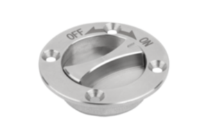 Trava rotativa de fixação modelo on/off em aço inoxidável com manípulo embutido Trava rotativa de fixação modelo on/off em aço inoxidável com manípulo embutido