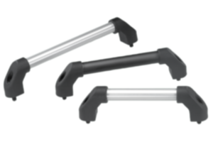 Empuñaduras de tubo de aluminio con punta de empuñadura de plástico e inclinación por los dos lados Empuñaduras de tubo de aluminio con punta de empuñadura de plástico e inclinación por los dos lados