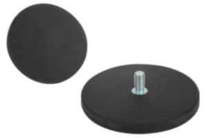 Ímãs com pino roscado (fixadores magnéticos planos), de NdFeB e capa protetora de borracha Ímãs com pino roscado (fixadores magnéticos planos), de NdFeB e capa protetora de borracha