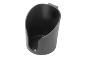 Suporte plástico para canecas, antiestático para encaixe em perfis de alumínio, versão fechada Suporte plástico para canecas, antiestático para encaixe em perfis de alumínio, versão fechada