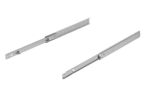 Carriles telescópicos de acero para montaje en la superficie, extensión parcial a los dos lados, capacidad de carga hasta 35 kg Carriles telescópicos de acero para montaje en la superficie, extensión parcial a los dos lados, capacidad de carga hasta 35 kg