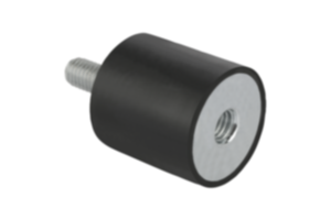 Batente amortecedor de borracha em aço ou aço inoxidável, tipo B, cilíndrico com rosca fêmea e rosca macho Batente amortecedor de borracha em aço ou aço inoxidável, tipo B, cilíndrico com rosca fêmea e rosca macho