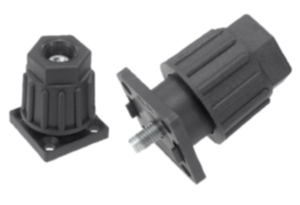 Sapatas para equipamentos com altura regulável para perfis de aluimínio Sapatas para equipamentos com altura regulável para perfis de aluimínio