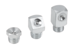 Niple com bico dosador de lubrificação em forma de funil, de acordo com a norma DIN 3405 Niple com bico dosador de lubrificação em forma de funil, de acordo com a norma DIN 3405