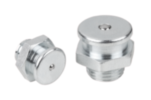 Niple com bico dosador de lubrificação plano, de acordo com a norma DIN 3404 Niple com bico dosador de lubrificação plano, de acordo com a norma DIN 3404