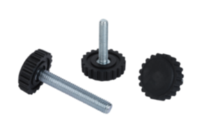 Pés niveladores com base recartilhada Pés niveladores com base recartilhada