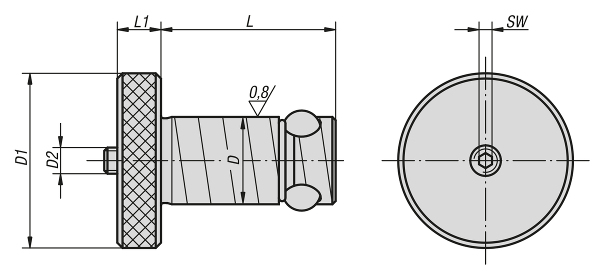 Cilindros de posicionamiento de acero inoxidable Ball Lock