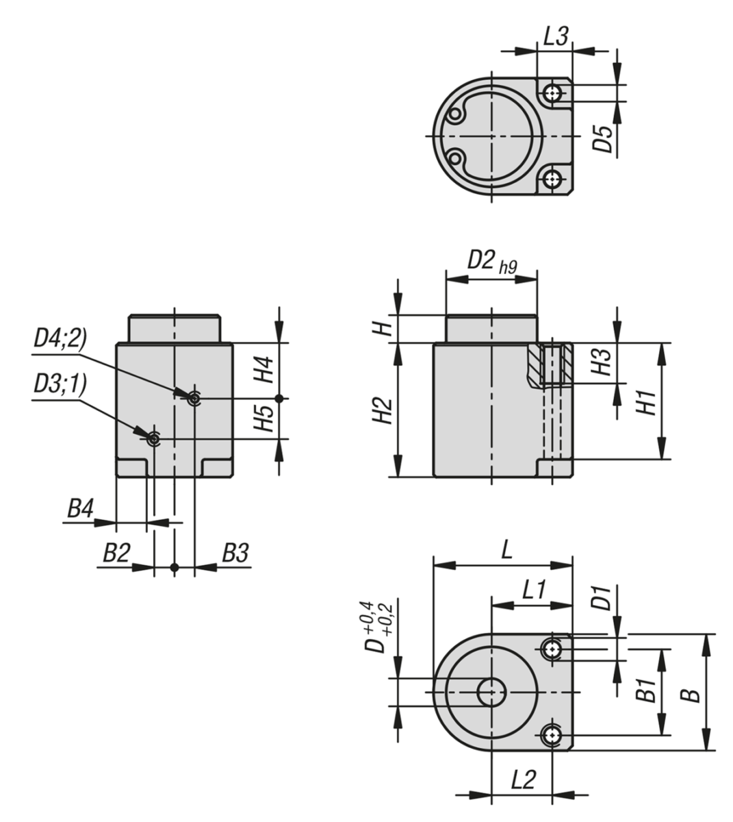 Soportes de posicionamiento brida de acero inoxidable neumáticos