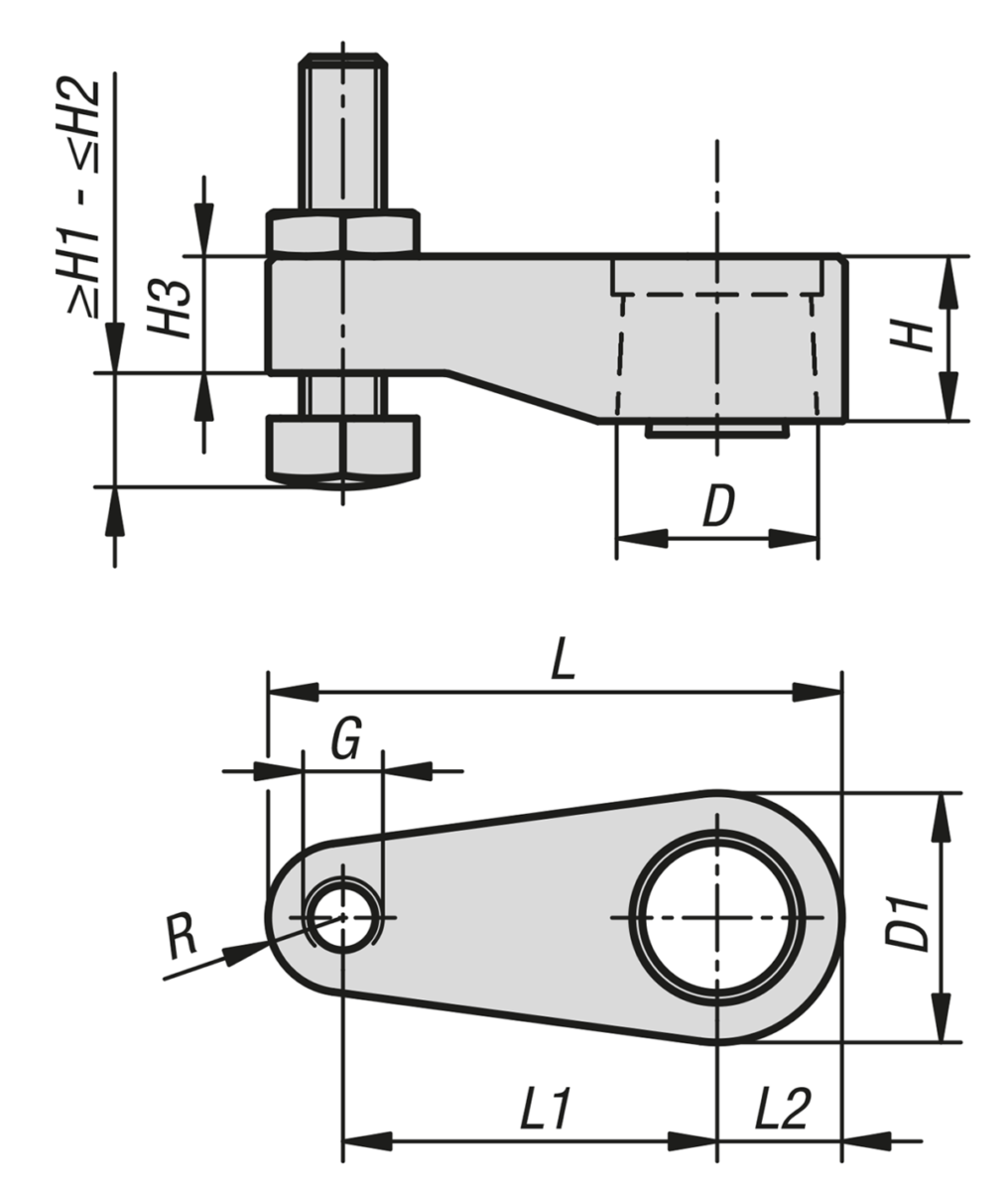 Brazo de sujeción para dispositivo de sujeción pivotante hidráulico compacto