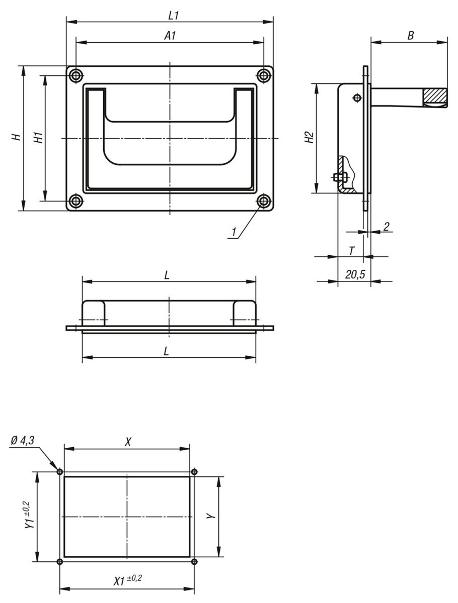 Empuñaduras huecas de aluminio abatibles