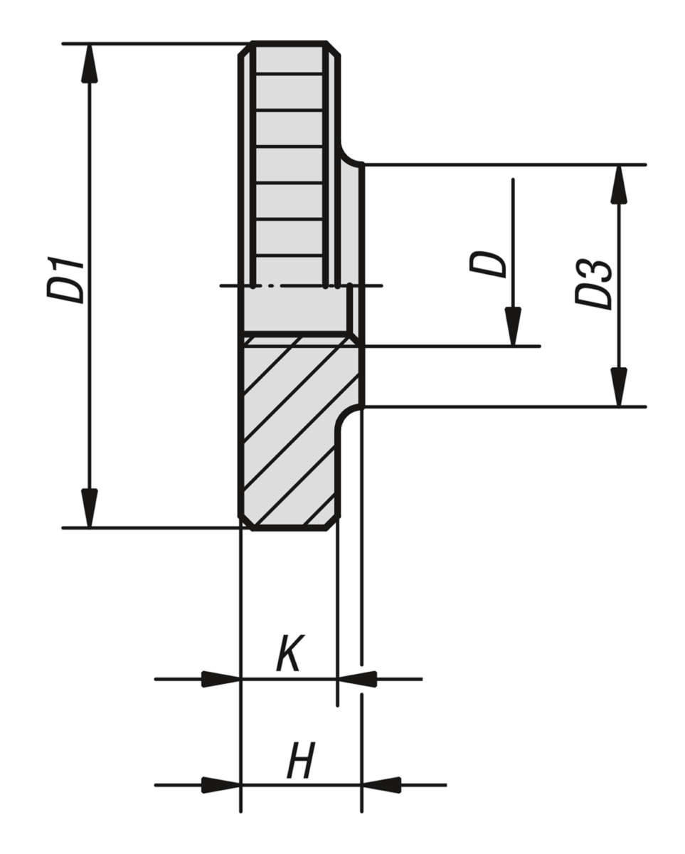 Tuercas moleteadas planas de acero y acero inoxidable DIN 467