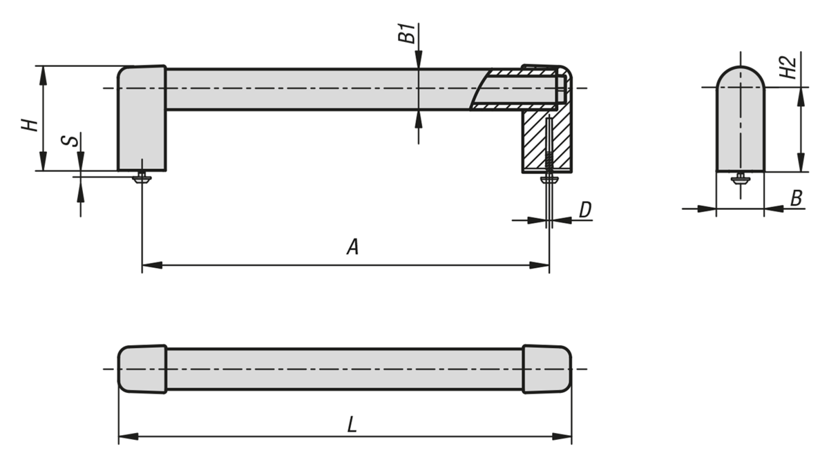 Empuñaduras de tubo de aluminio o de acero inoxidable