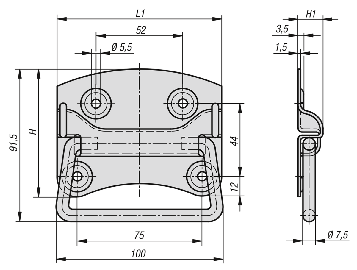 Empuñadura abatible DIN 3136