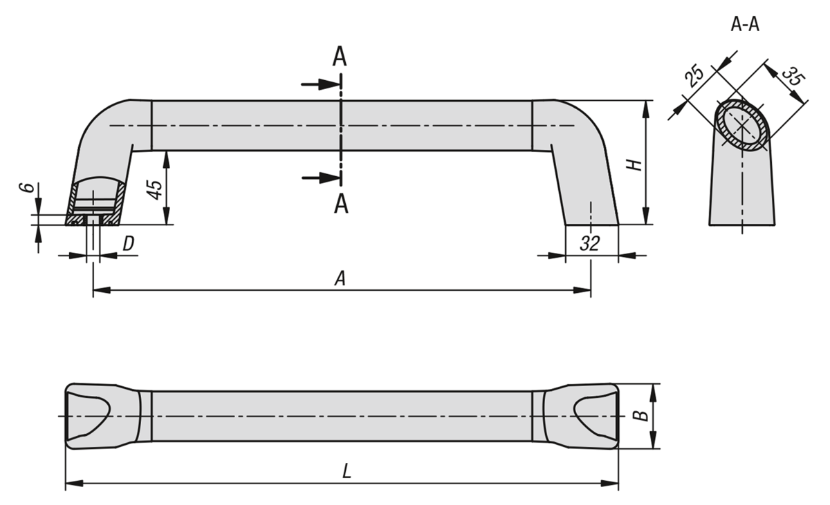 Empuñaduras de tubo Bighand de aluminio con punta de empuñadura de plástico