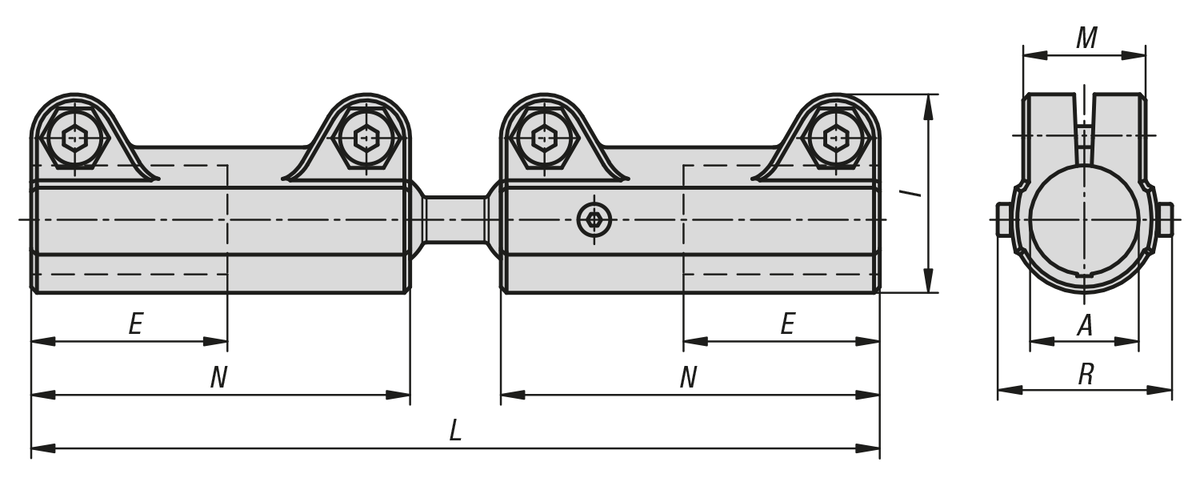 Conectores para tubos rectos de aluminio con articulación esférica doble