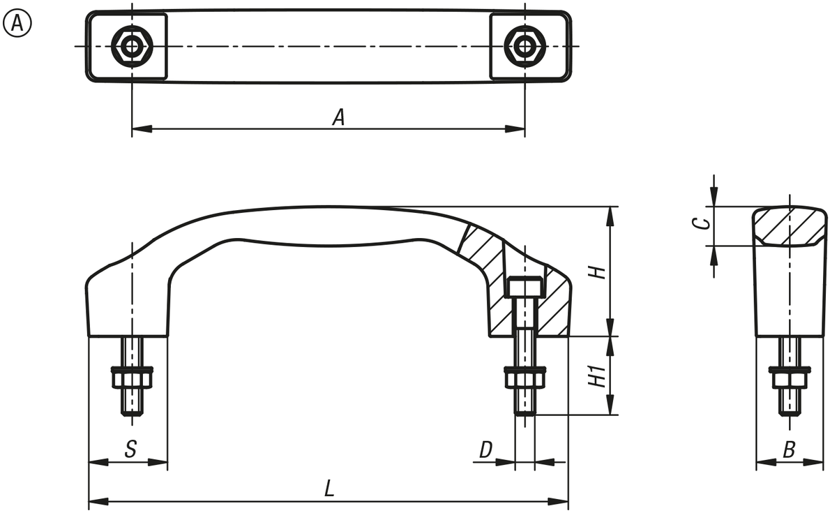 Empuñaduras curvas, forma A