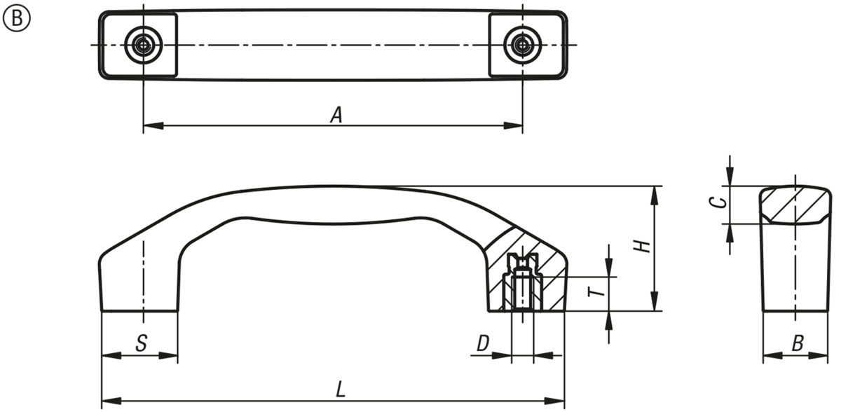 Empuñaduras curvas, forma B