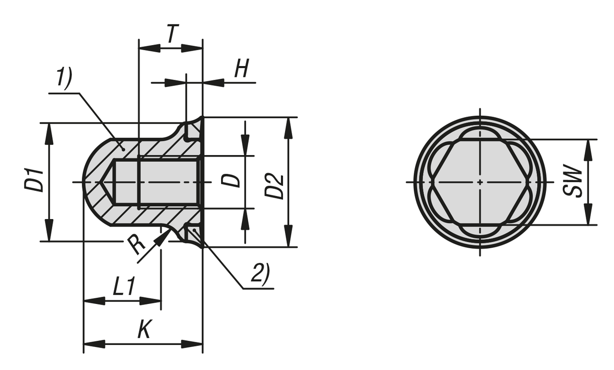 Tuercas hexagonales de acero inoxidable con junta tórica en Hygienic DESIGN